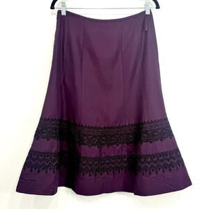 Coast Purple Black Lace Trim Victorian Style Holiday A Line Skirt